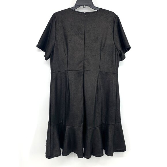 Skies are Blue Dress Sadie Faux Suede Black Ruffle Short Sleeve - Picture 10 of 13